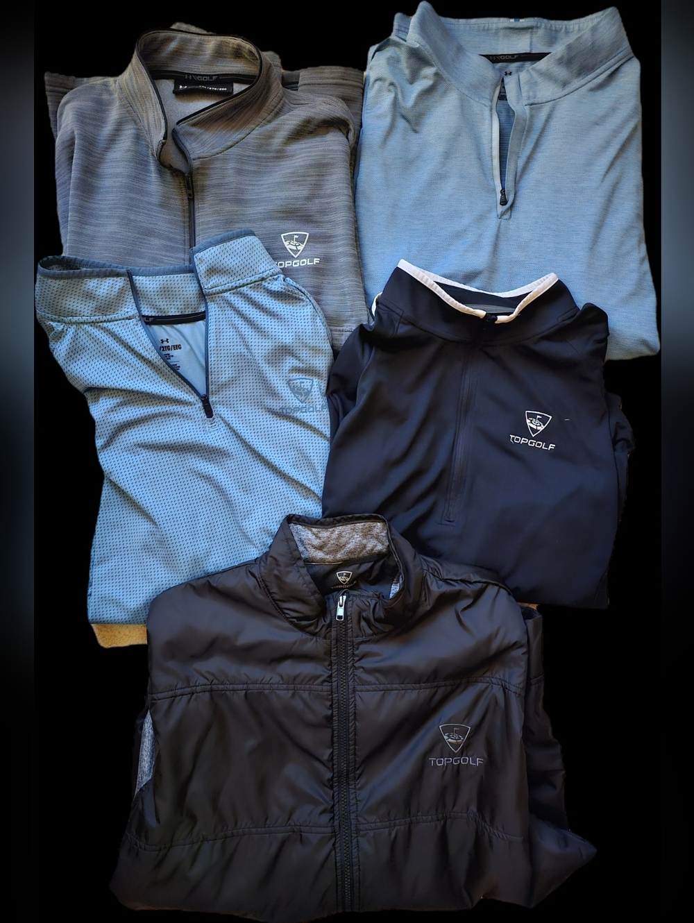 Lot Of 5 Men's Topgolf Under Armour Quarter Zips And Pullovers